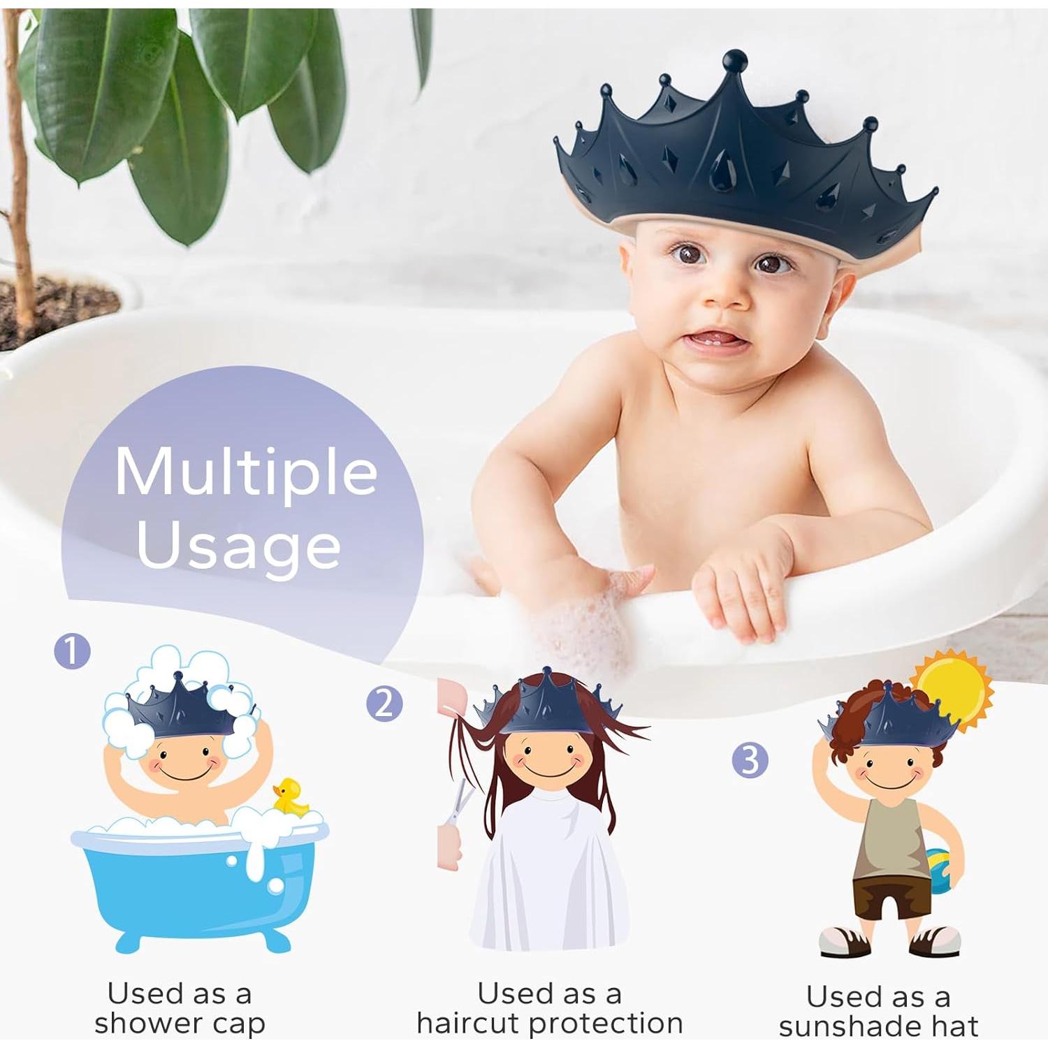 Gorro de Ducha para Bebés FUNUPUP con Taza de Enjuague Rosa y Azul