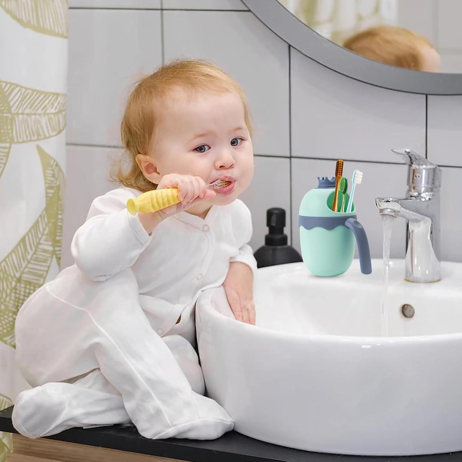 Gorro de Ducha para Bebés FUNUPUP con Taza de Enjuague Rosa y Azul
