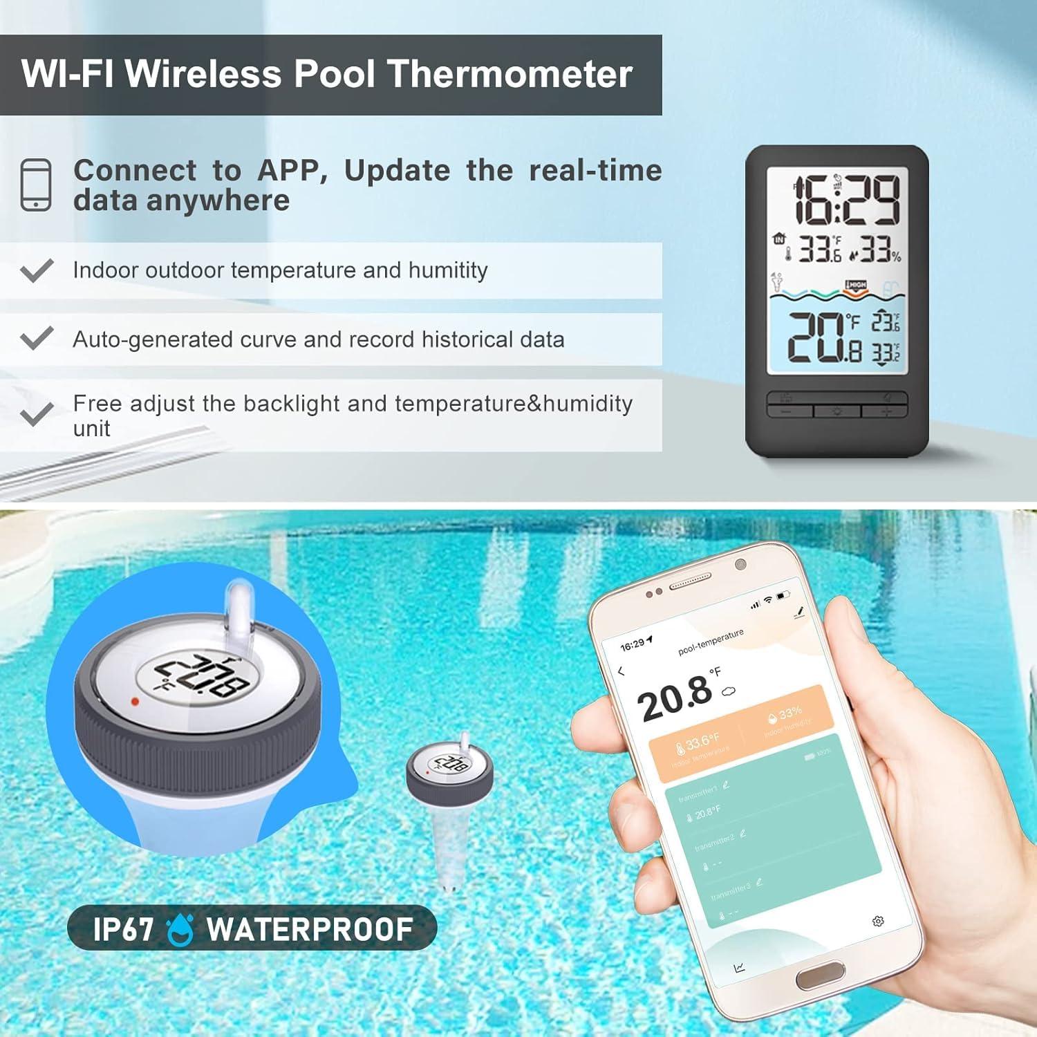Termómetro de piscina WiFi HEYAXA con pantalla LCD 4.3"