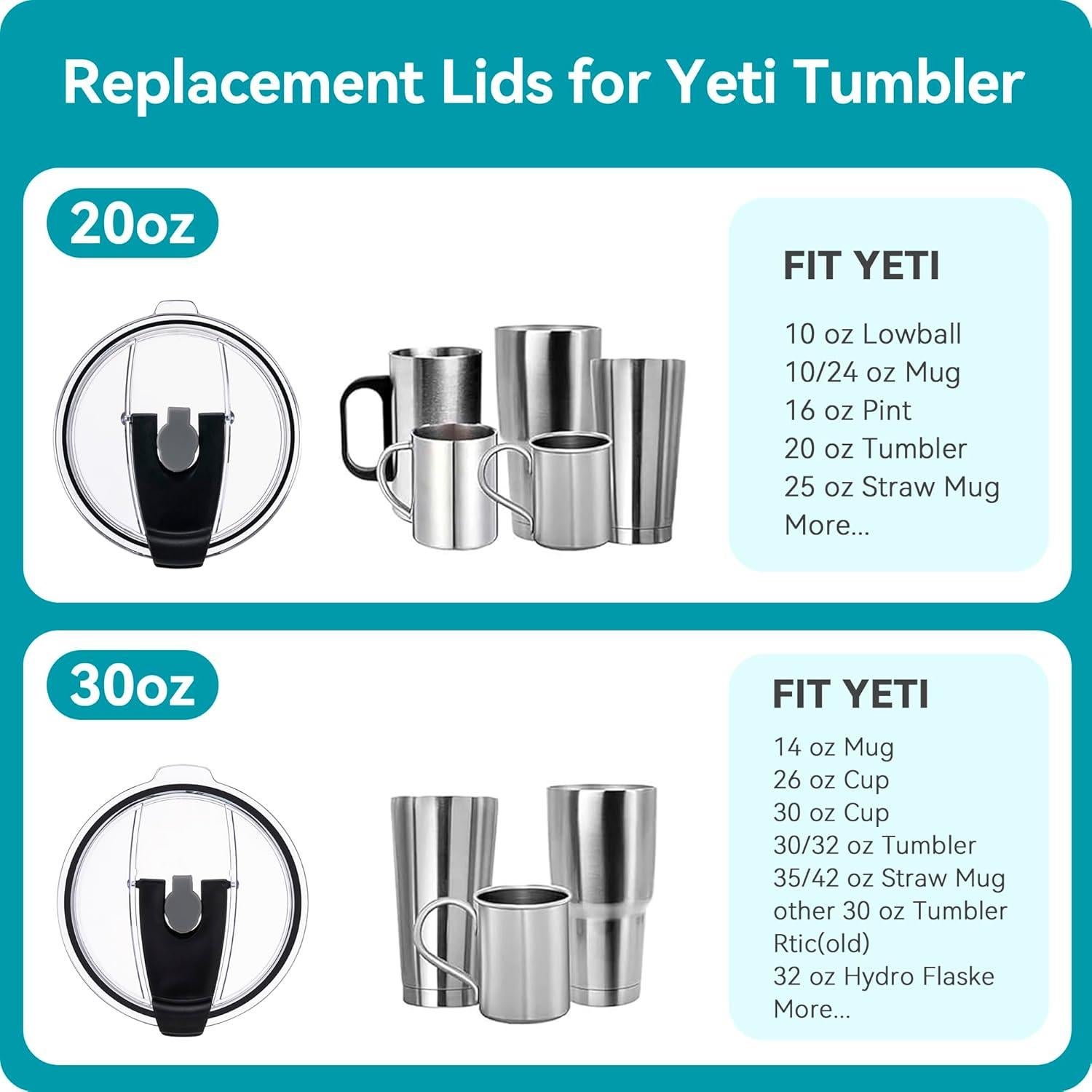 Tapa de Reemplazo 30 oz Soledea para YETI y Más - 2 Pack