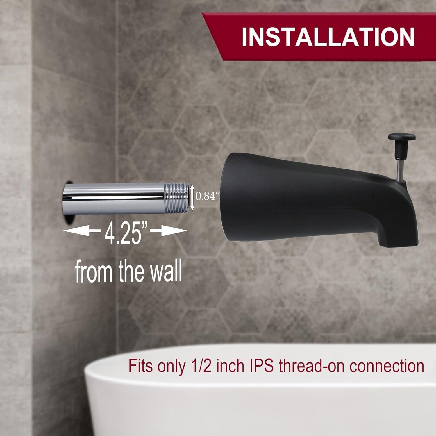 Grifo de Baño Montado en Pared Westbrass E531D-1F Negro Mate