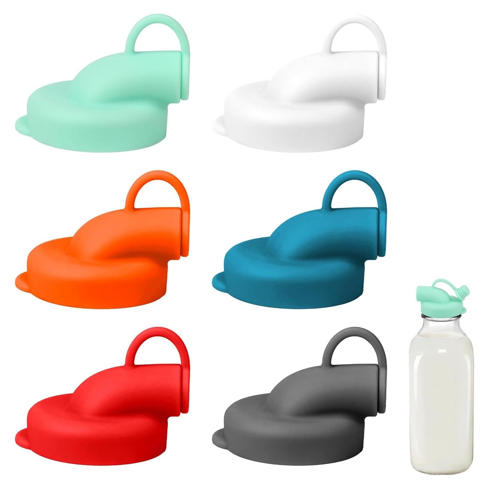 6 Tapas de Dispensador de Leche Silicona BOXOB 48mm Colores Surtidos