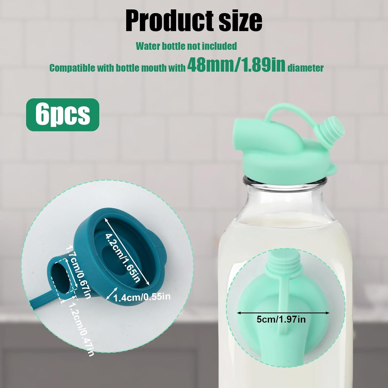 6 Tapas de Dispensador de Leche Silicona BOXOB 48mm Colores Surtidos