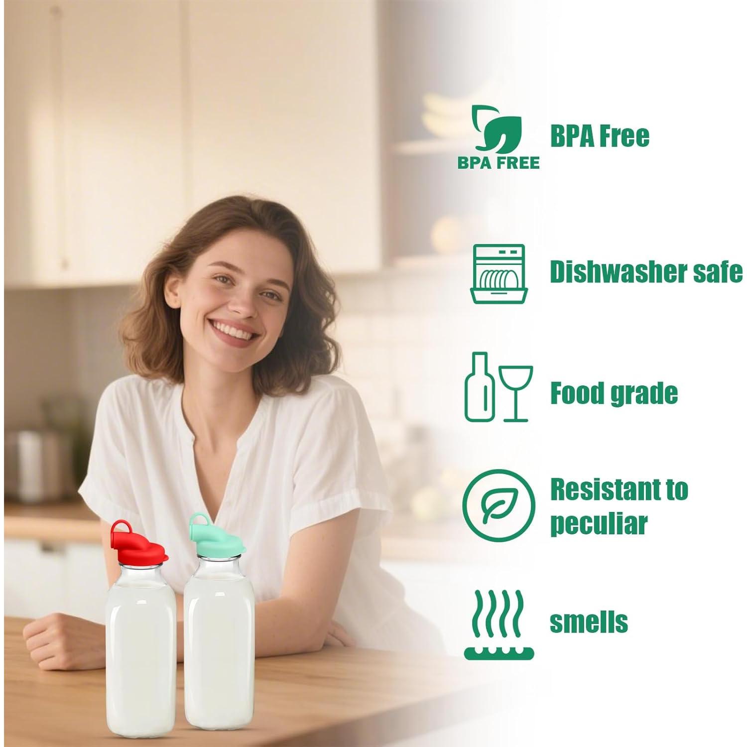 6 Tapas de Dispensador de Leche Silicona BOXOB 48mm Colores Surtidos