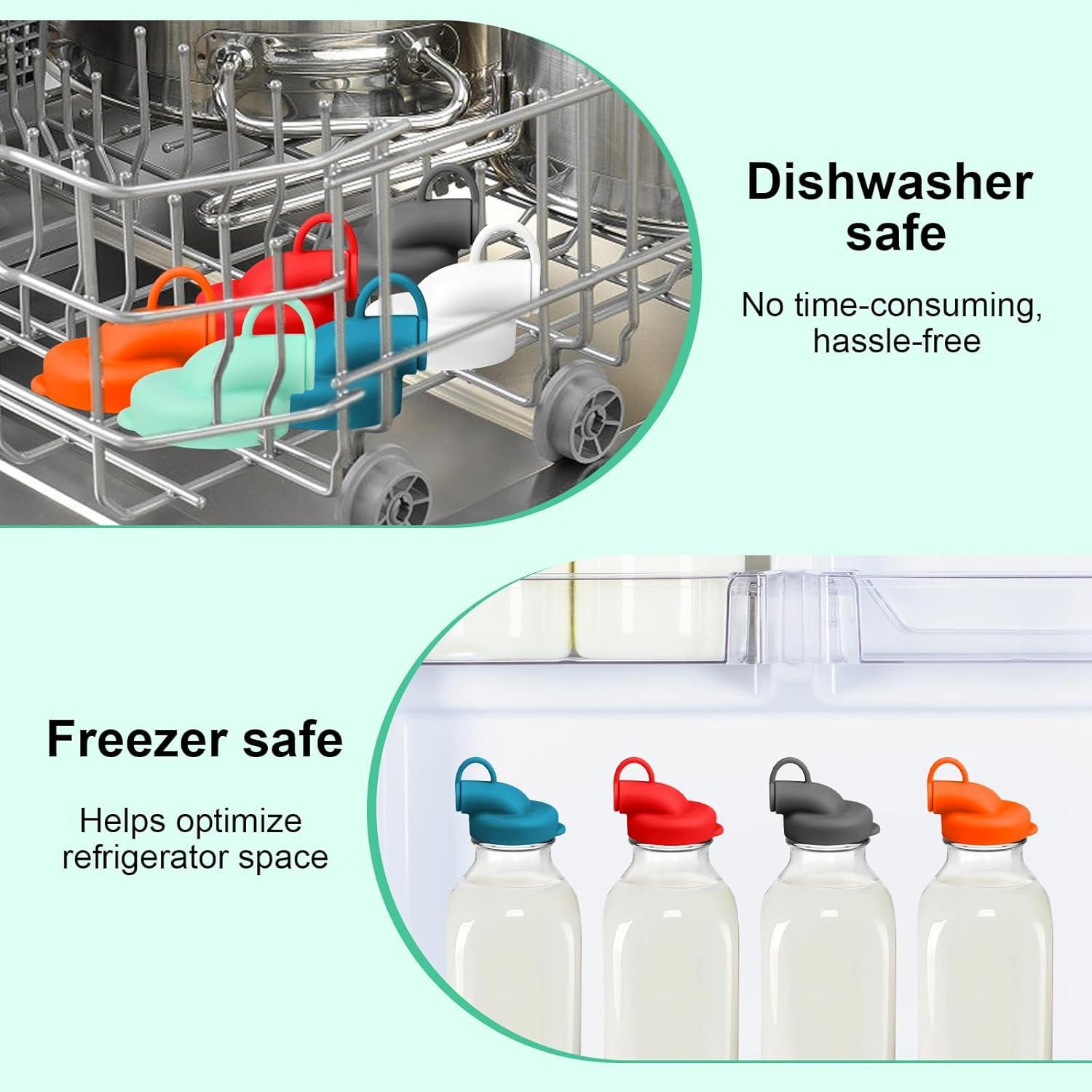 6 Tapas de Dispensador de Leche Silicona BOXOB 48mm Colores Surtidos