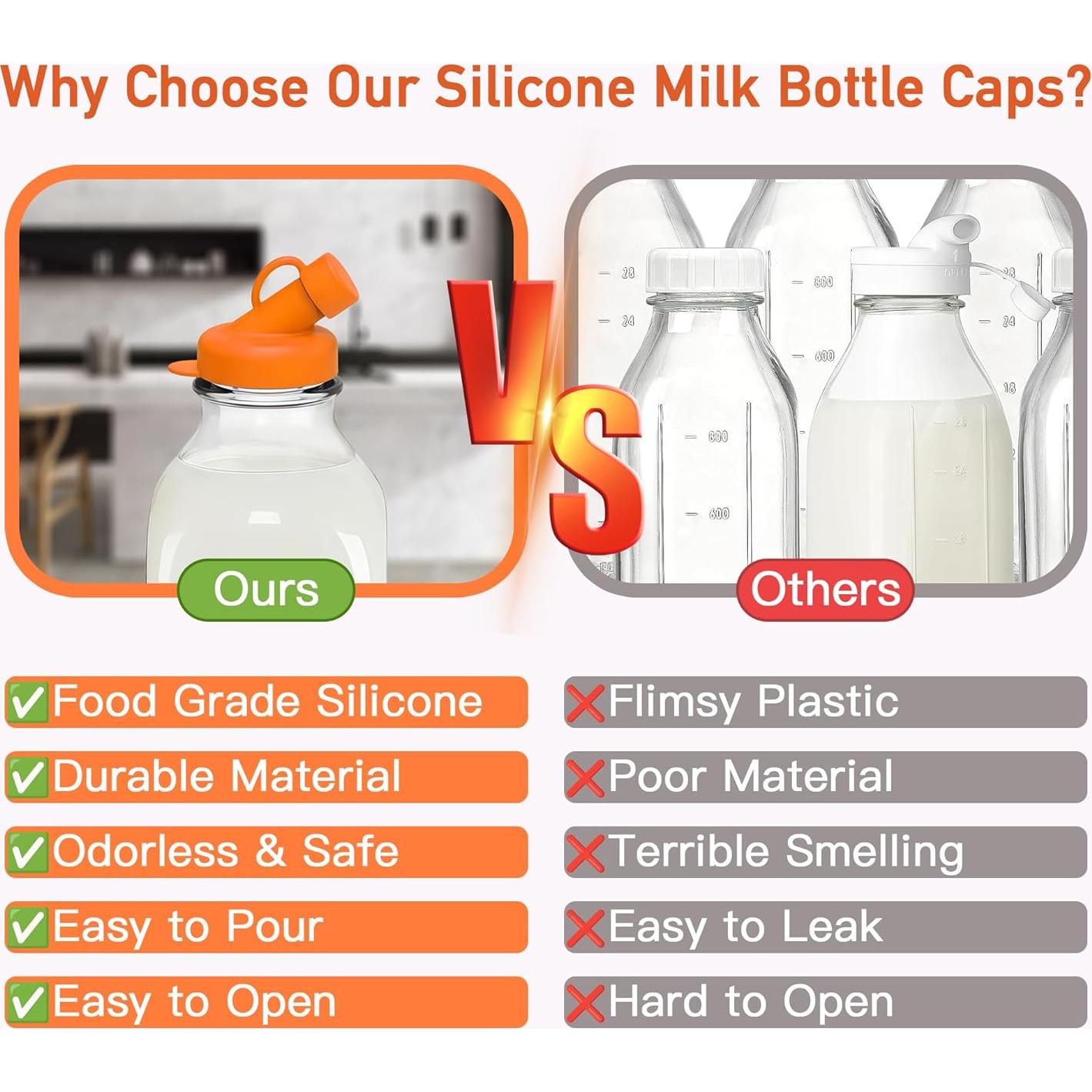 4 Tapas de Silicona HAIYUJI para Botellas de Leche 48mm