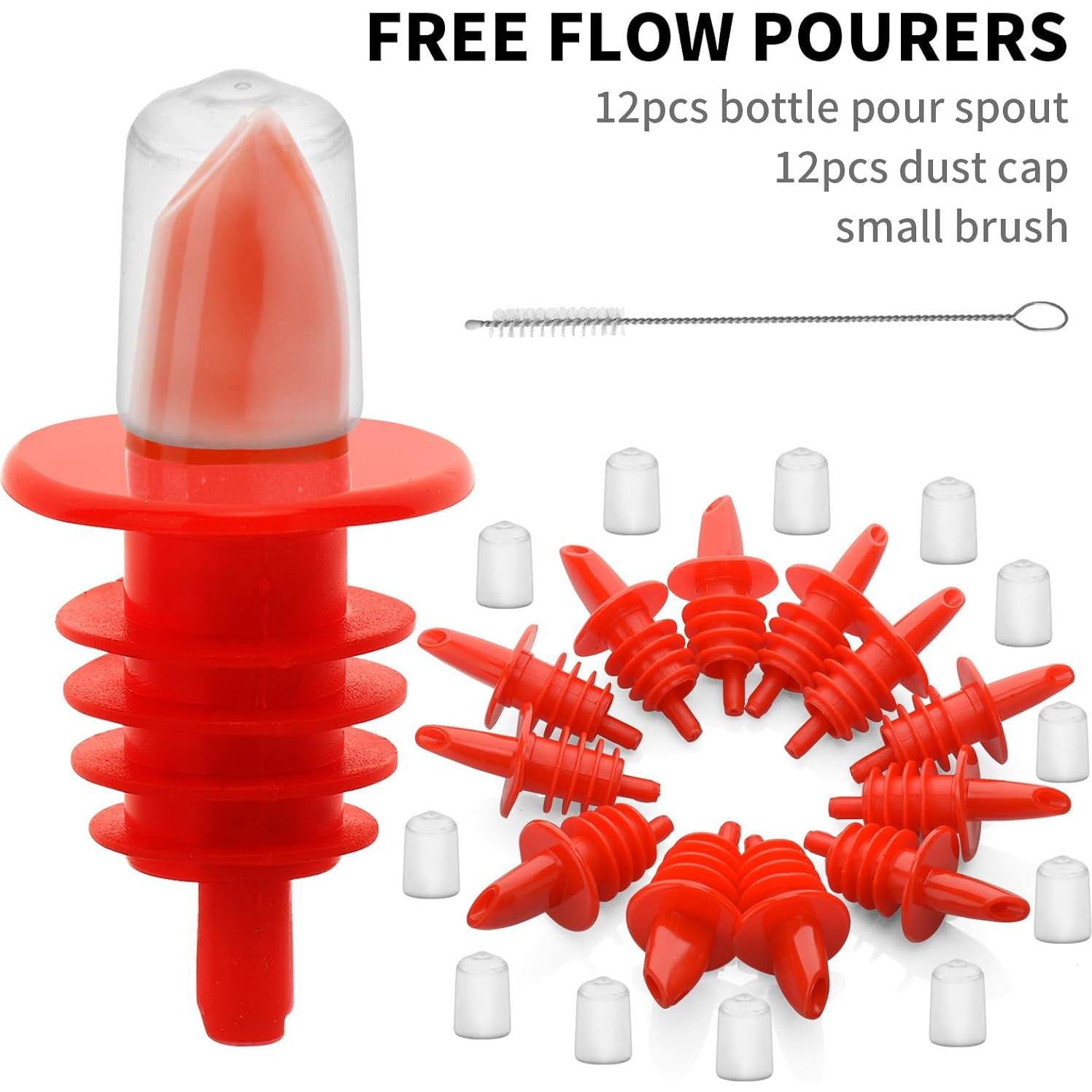 12 Vertedores de Botellas e 12 Cubiertas de Goma eispap