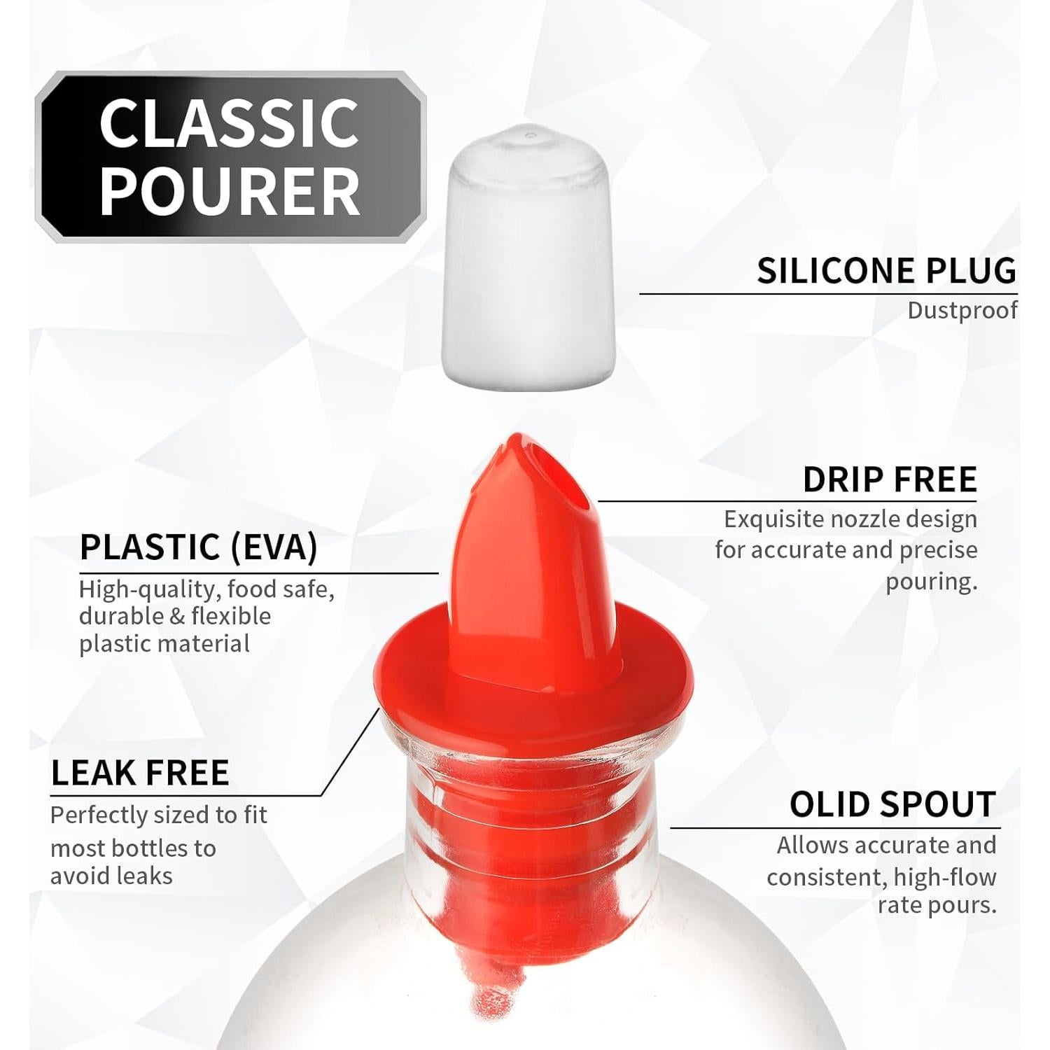 12 Vertedores de Botellas e 12 Cubiertas de Goma eispap