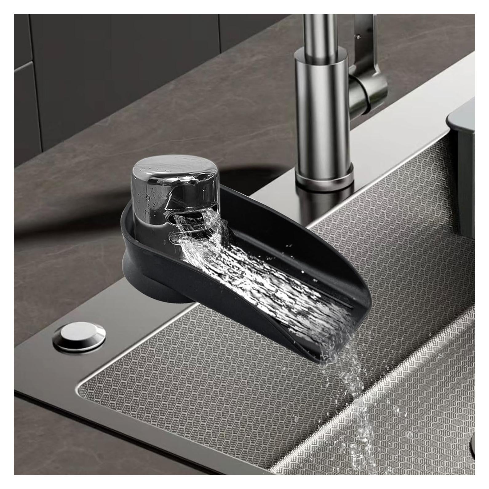 Black Dishwasher Air Gap ​Cover Water Ramp Silicone Splash ​Guard, Universal Accessory for Dishwasher Air Gap, 4° Overflow Spout Extender for Dishwasher - Drain Water Efficiently