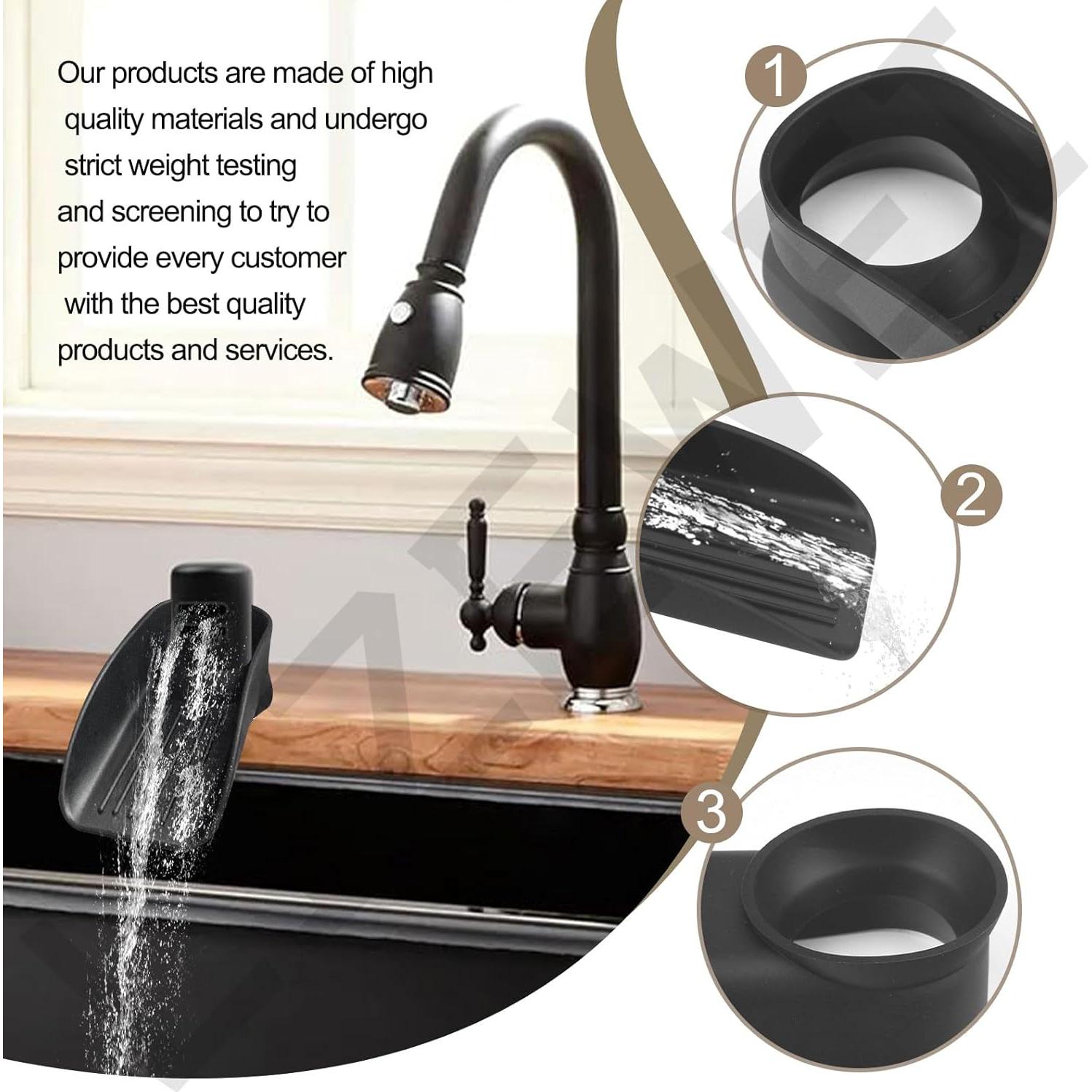 Black Dishwasher Air Gap ​Cover Water Ramp Silicone Splash ​Guard, Universal Accessory for Dishwasher Air Gap, 4° Overflow Spout Extender for Dishwasher - Drain Water Efficiently