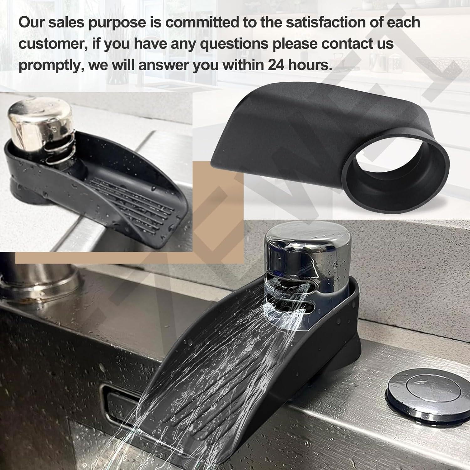 Black Dishwasher Air Gap ​Cover Water Ramp Silicone Splash ​Guard, Universal Accessory for Dishwasher Air Gap, 4° Overflow Spout Extender for Dishwasher - Drain Water Efficiently