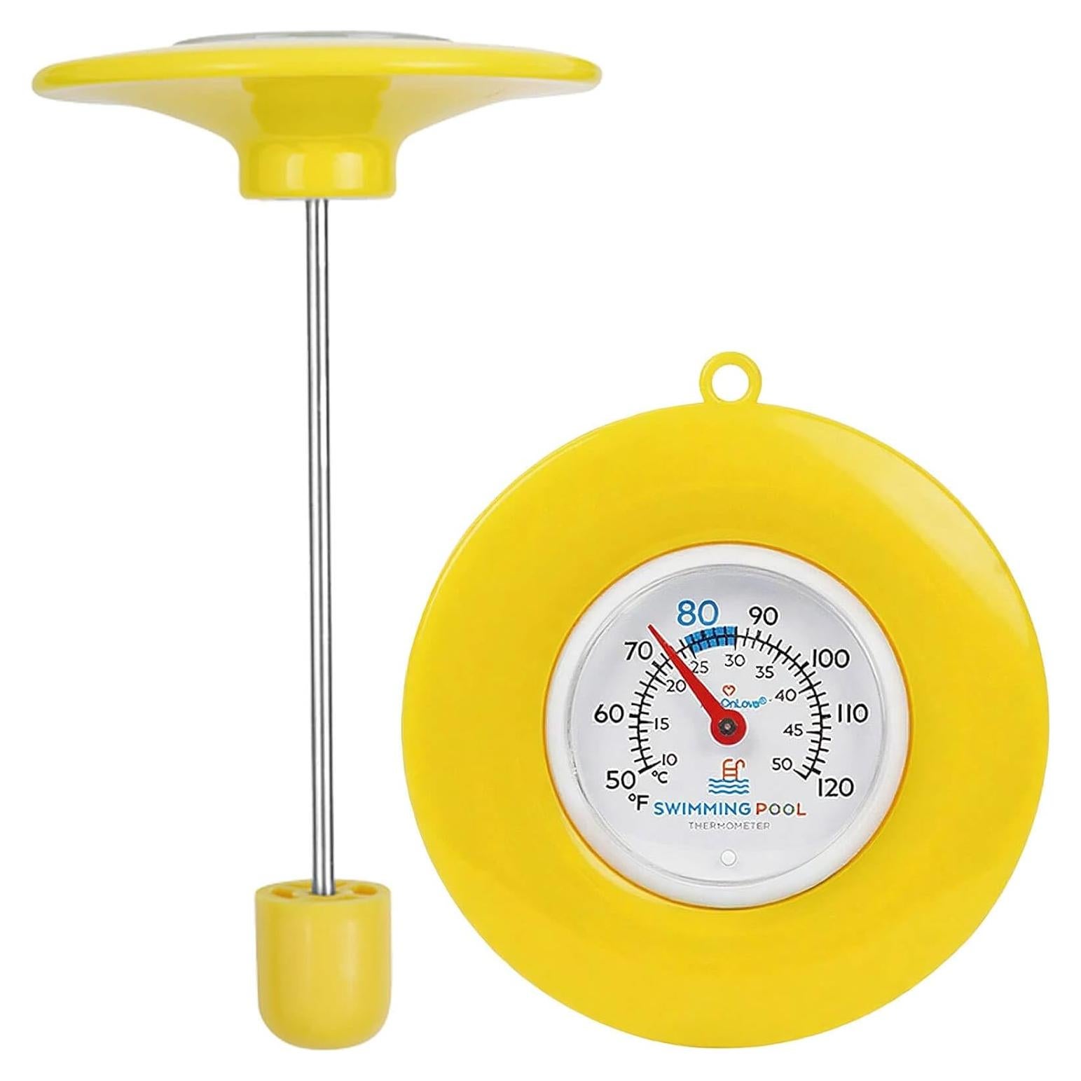 Termómetro Flotante para Piscina Amarillo - IPX6, Acero Inoxidable