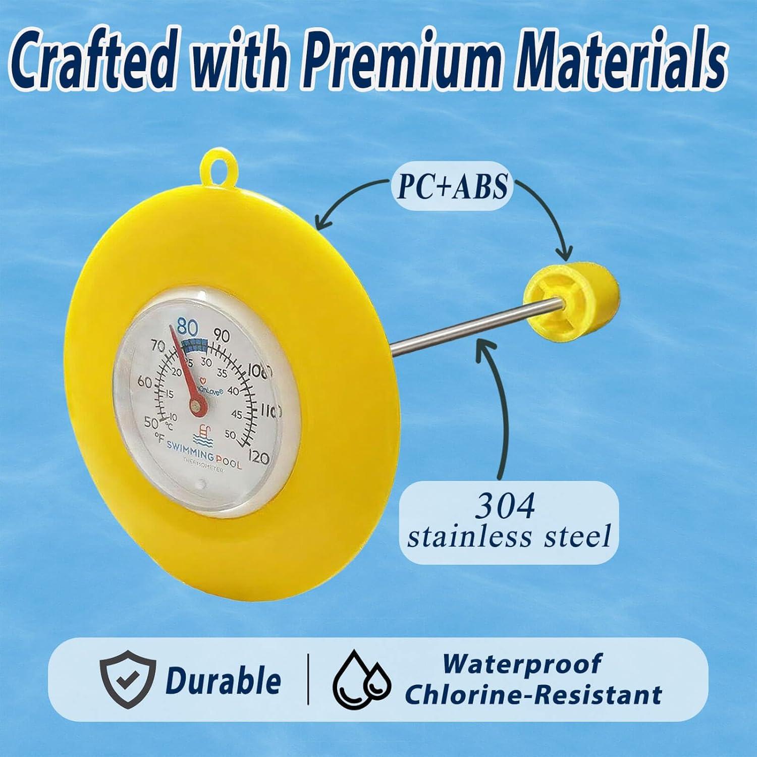 Termómetro Flotante para Piscina Amarillo - IPX6, Acero Inoxidable
