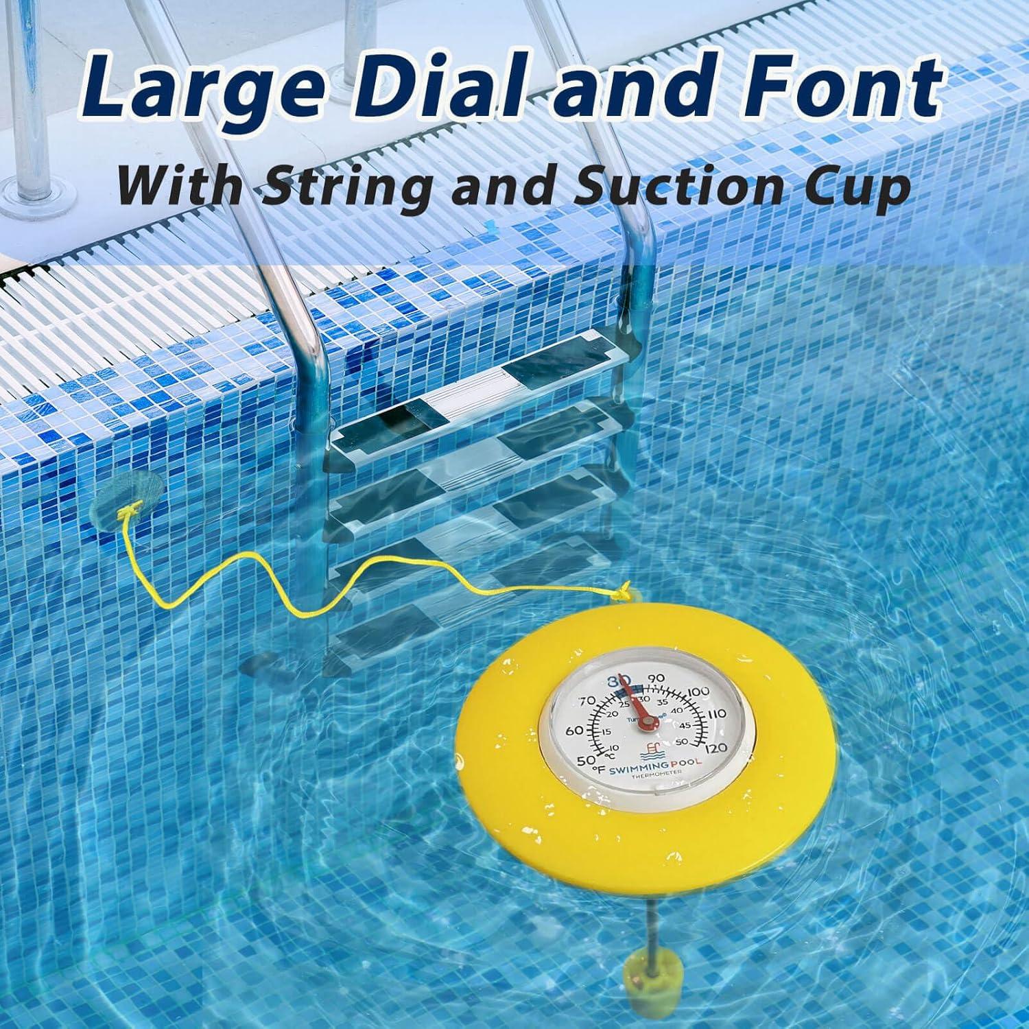Termómetro Flotante para Piscina Amarillo - IPX6, Acero Inoxidable