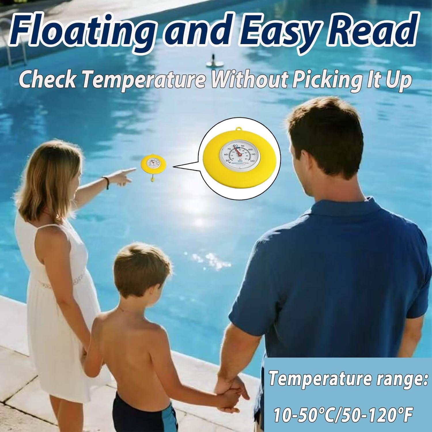 Termómetro Flotante para Piscina Amarillo - IPX6, Acero Inoxidable