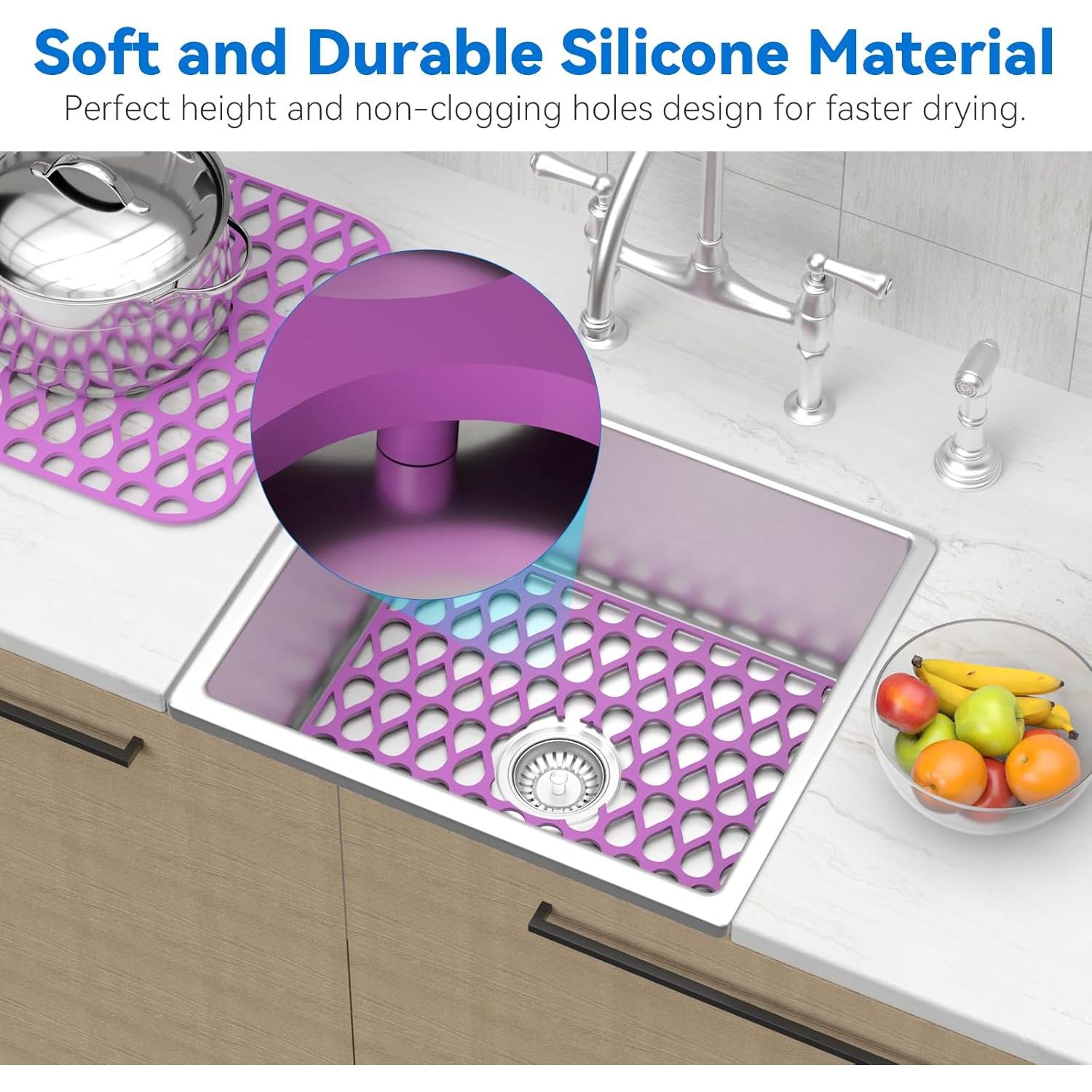 Alfombrilla de Silicona para Fregadero TOOVEM 2P Morado 35x30cm