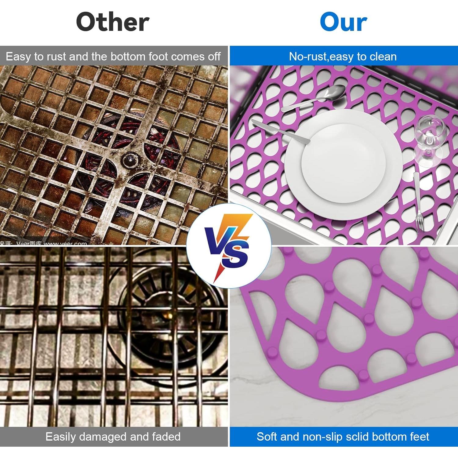 Alfombrilla de Silicona para Fregadero TOOVEM 2P Morado 35x30cm