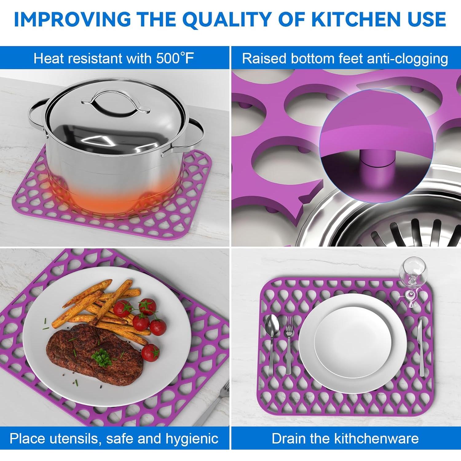 Alfombrilla de Silicona para Fregadero TOOVEM 2P Morado 35x30cm