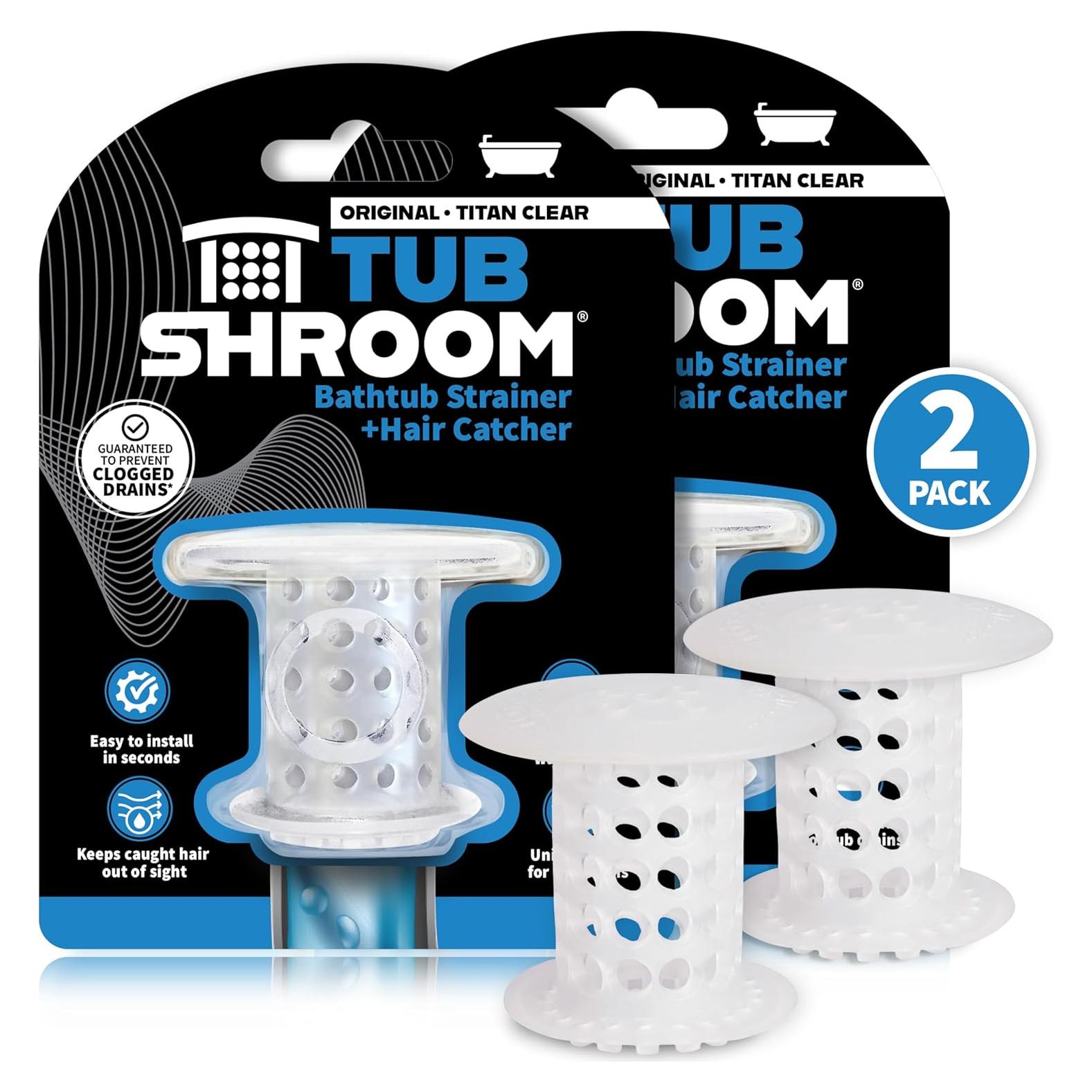 TubShroom Capturador de Cabello para Drenaje - 2 Piezas, Silicona Transparente