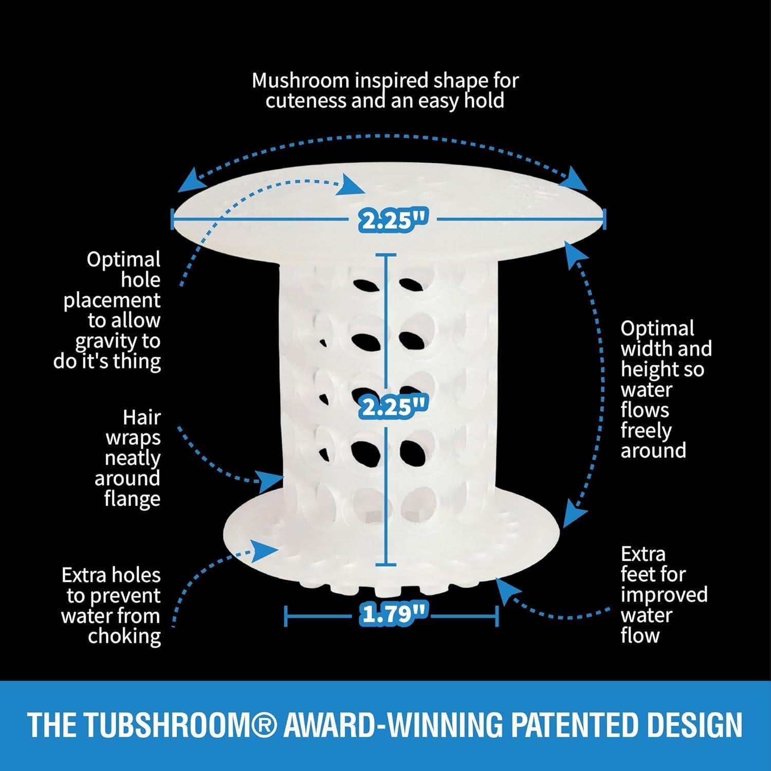 TubShroom Capturador de Cabello para Drenaje - 2 Piezas, Silicona Transparente