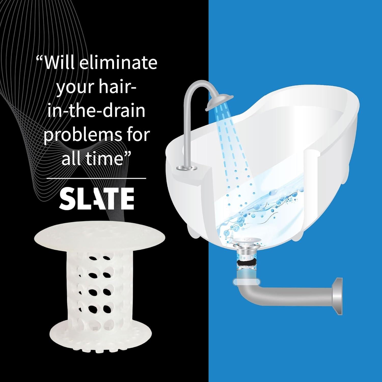 TubShroom Capturador de Cabello para Drenaje - 2 Piezas, Silicona Transparente