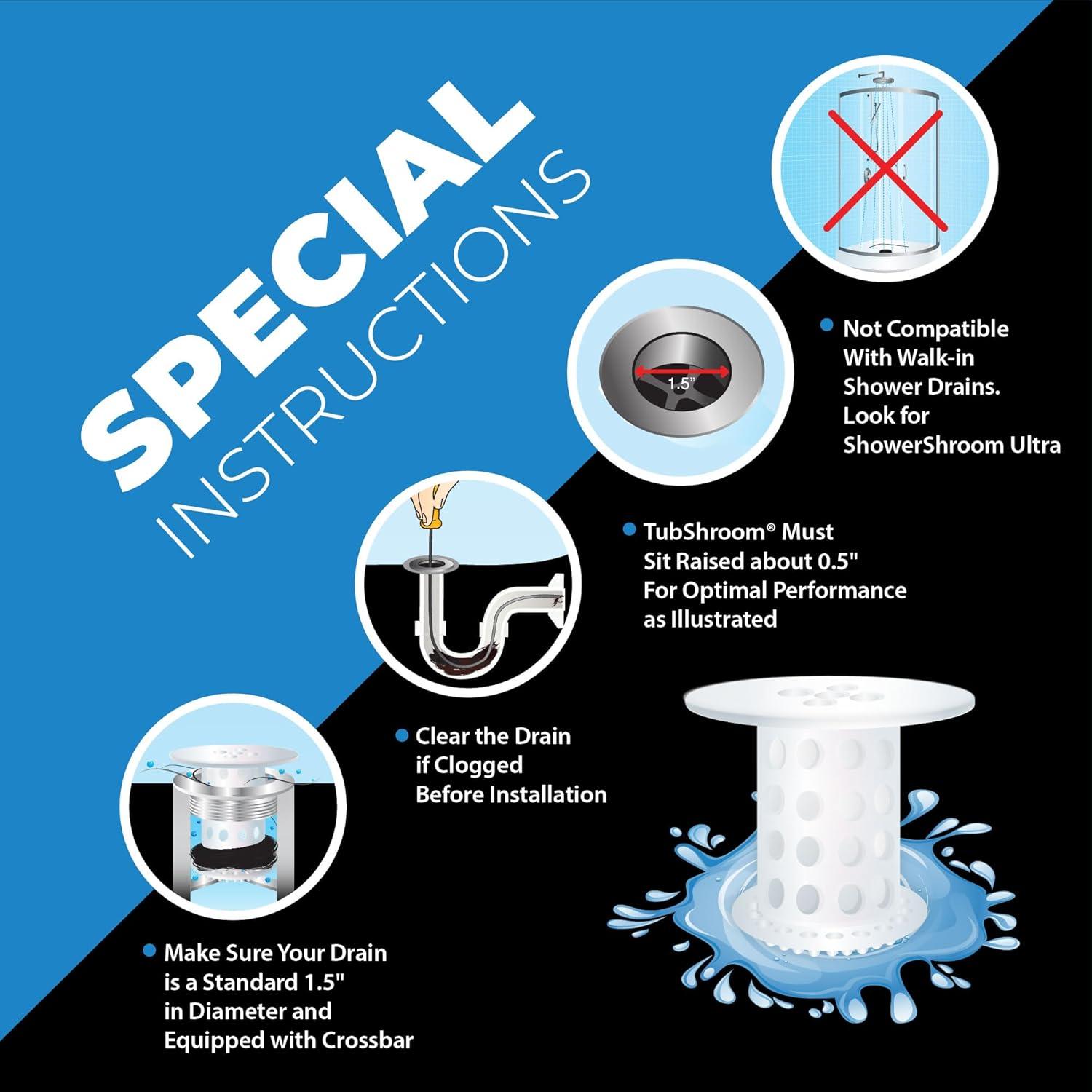 TubShroom Capturador de Cabello para Drenaje - 2 Piezas, Silicona Transparente