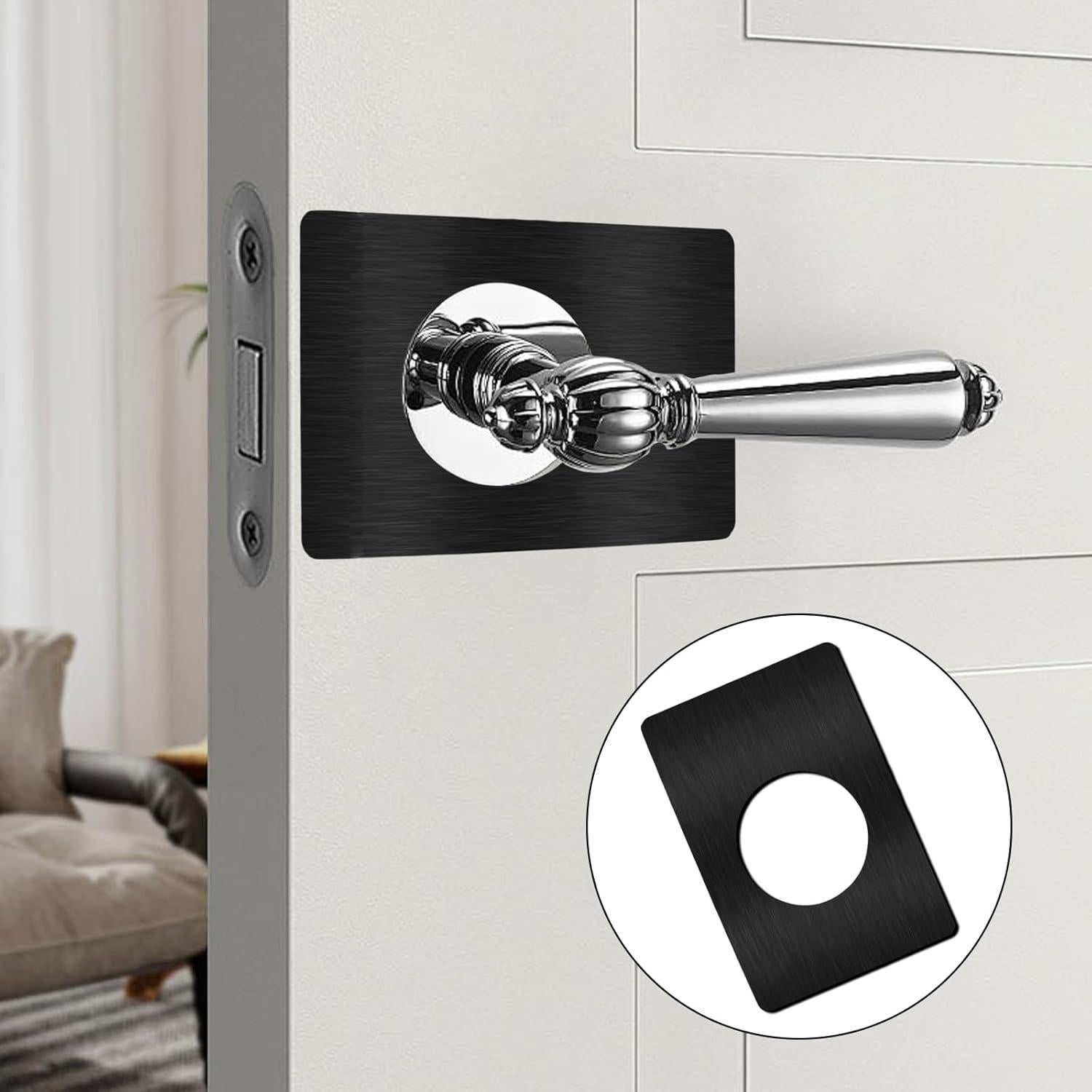 Placa de Refuerzo para Puerta HARSKIYER - Acero Inoxidable Negro