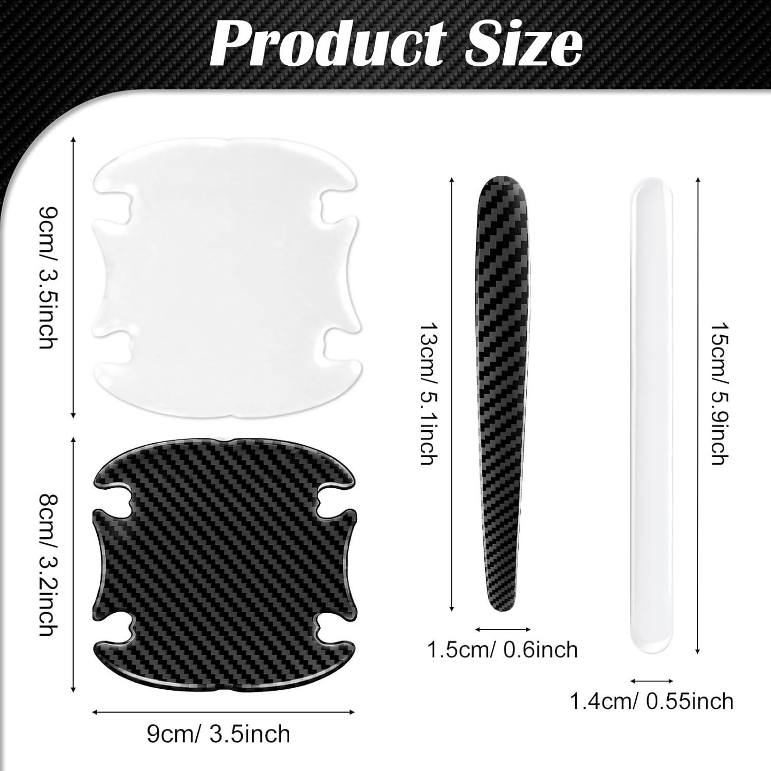 Juego de 16 Protectores de Manijas de Puerta Zmoso - 8 Transparentes y 8 de Fibra de Carbono