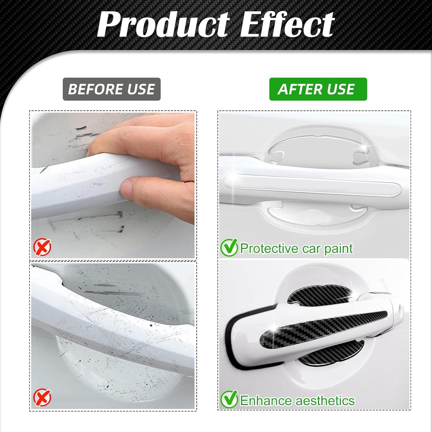 Juego de 16 Protectores de Manijas de Puerta Zmoso - 8 Transparentes y 8 de Fibra de Carbono