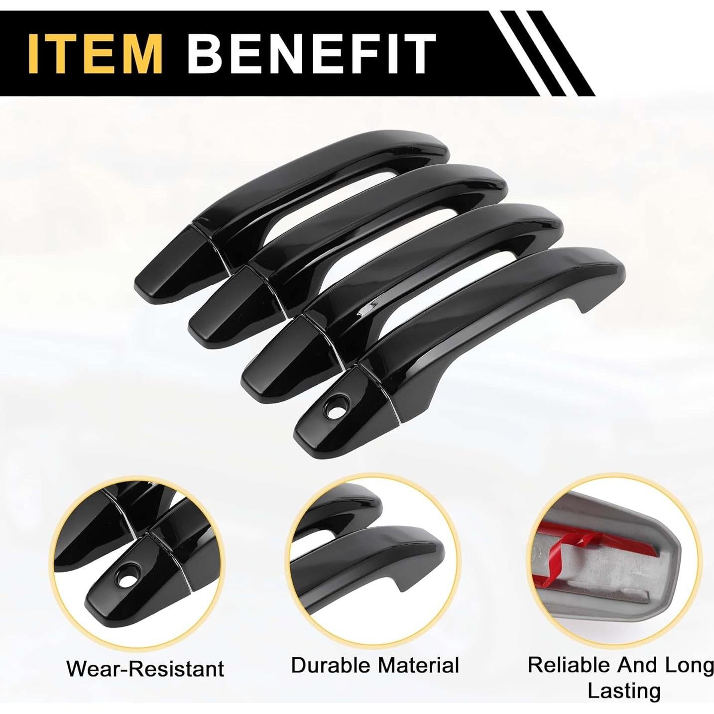 Cubierta de Manija de Puerta Exterior REPAIROCK 4 Pcs ABS Negro