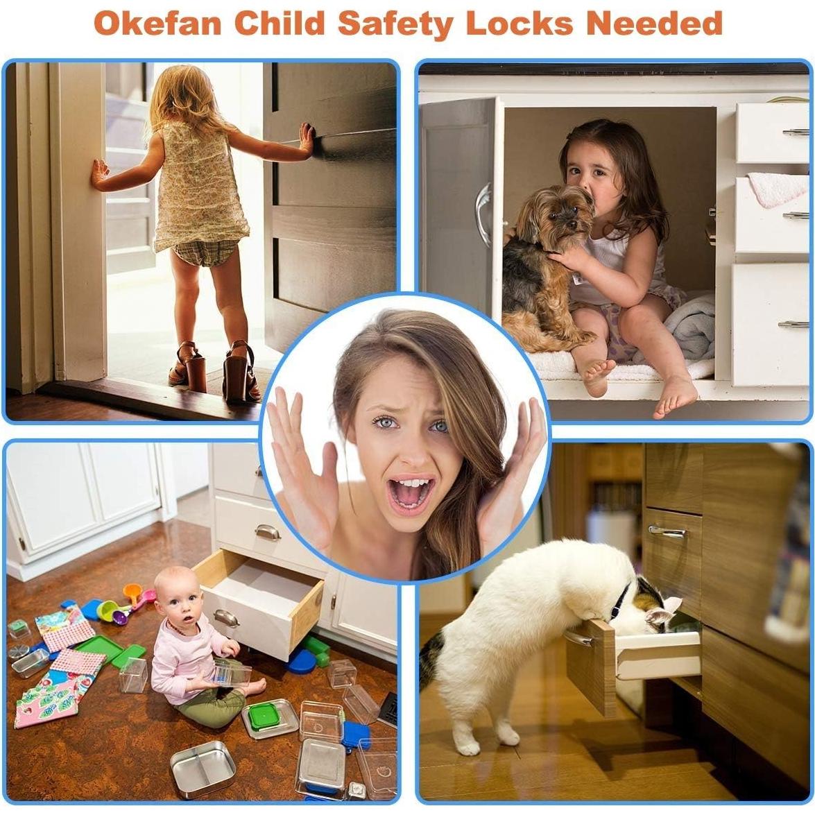 Cierres de Seguridad para Armarios OKEFAN - 12 Pestillos Adhesivos