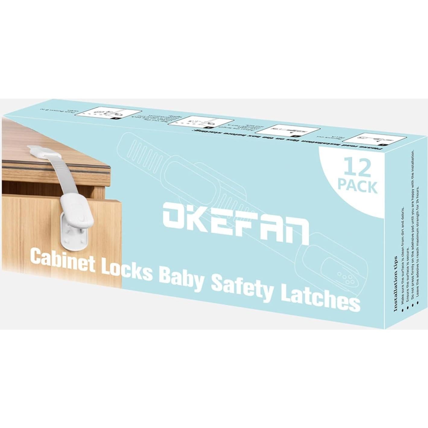 Cierres de Seguridad para Armarios OKEFAN - 12 Pestillos Adhesivos