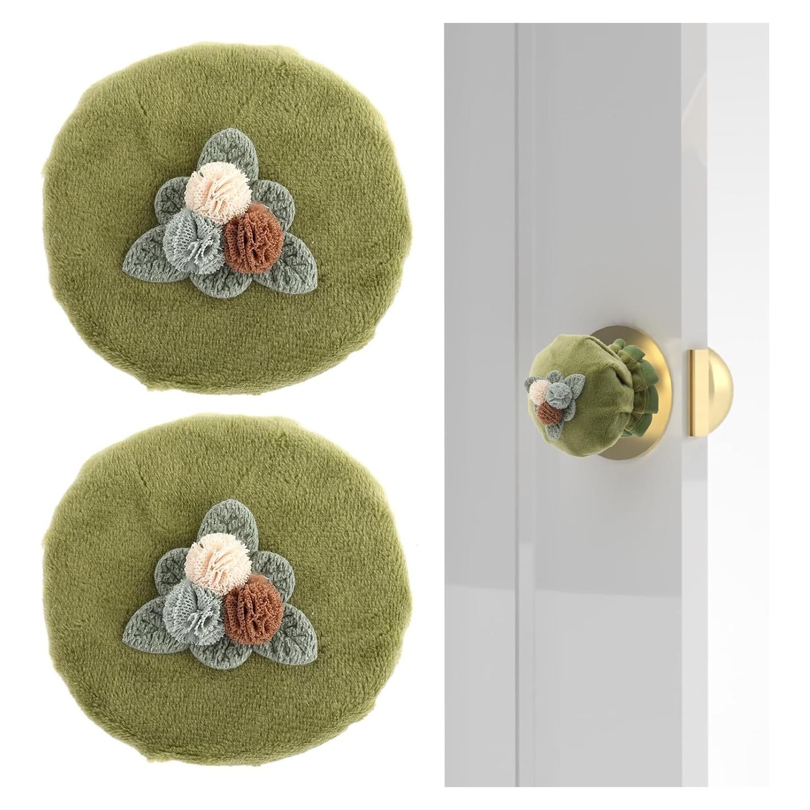Fundas de Pomos de Puerta BOHUIZ 2 Pcs Verde Franela Acolchada
