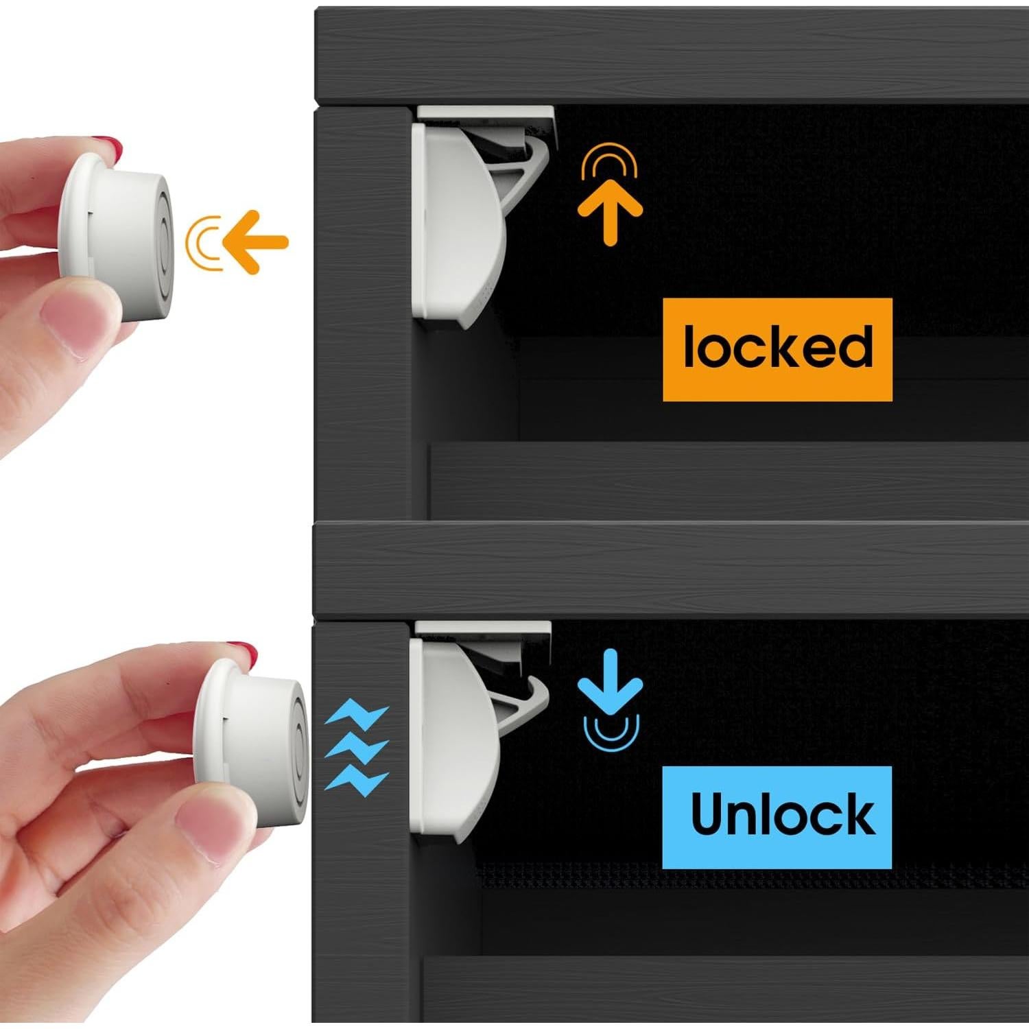 4 Cerraduras Magnéticas para Gabinetes iLulala con Adhesivo 3M