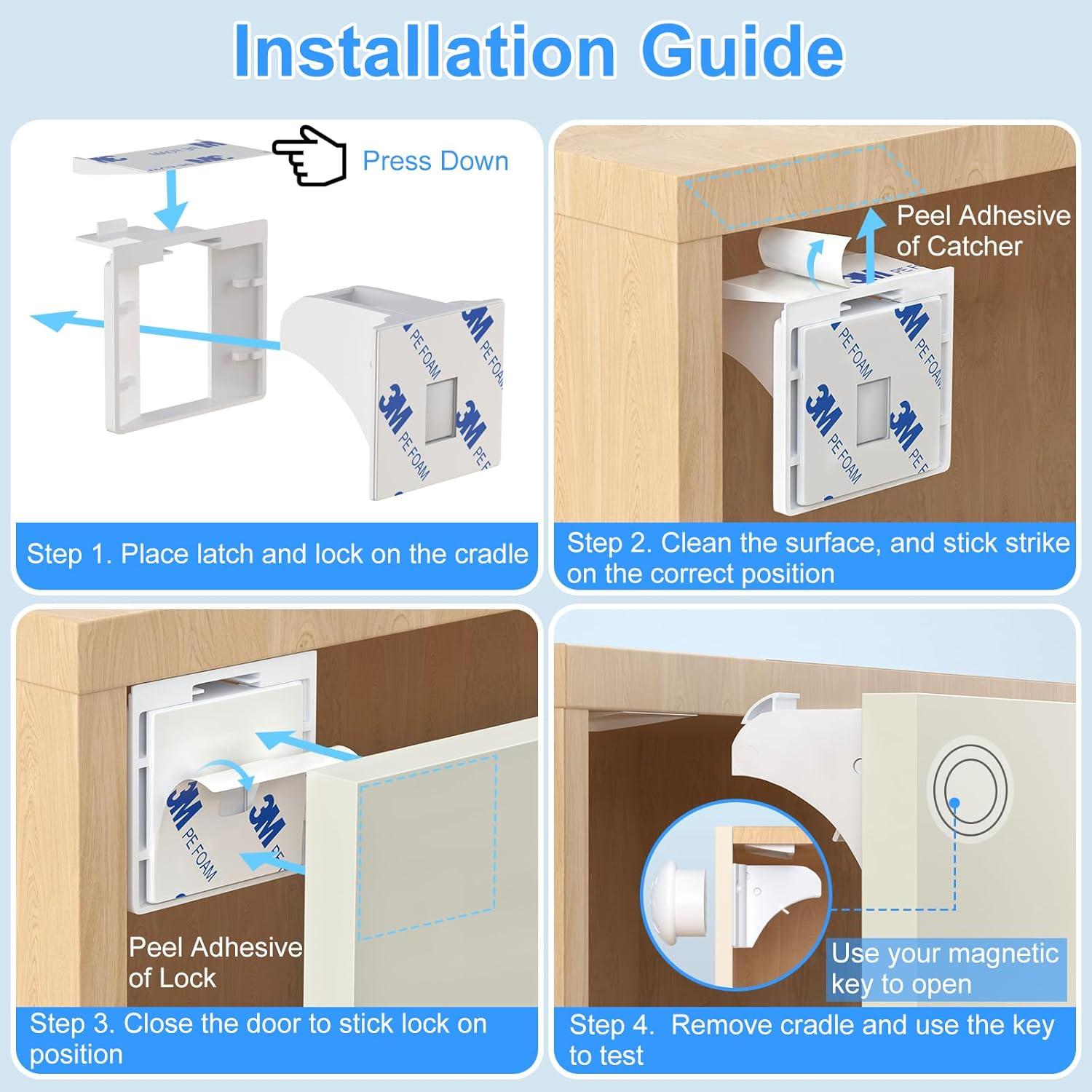 Bloqueos Magnéticos de Seguridad AOSITE 10+2 Llaves para Niños