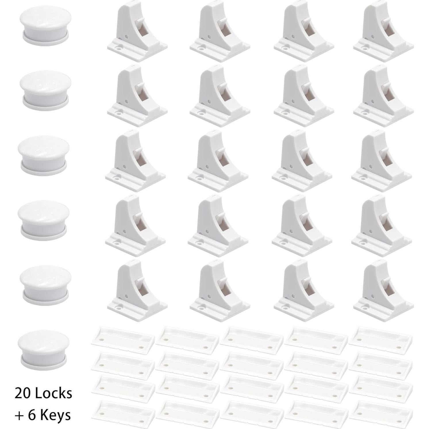 Cerraduras Magnéticas para Gabinetes Tseidigs 20+6 Piezas
