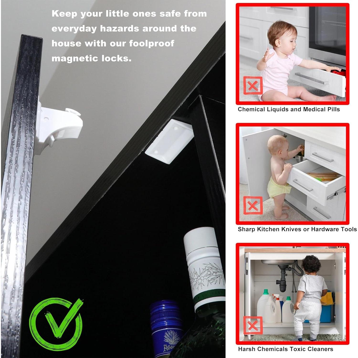 Cerraduras Magnéticas para Gabinetes Tseidigs 20+6 Piezas