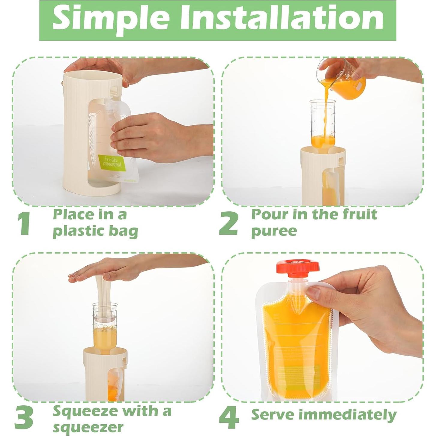 Estación de Squeeze para Comida de Bebés - 50 Bolsas Refill