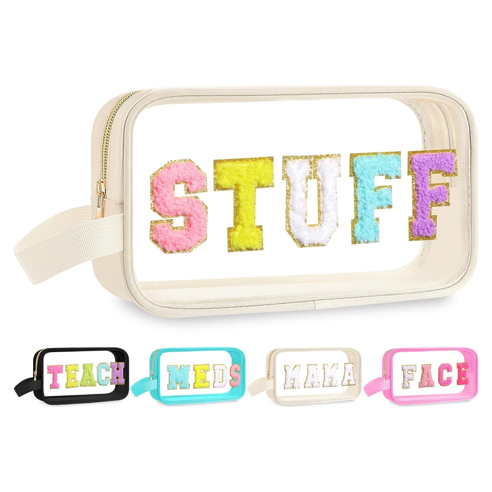 Bolsa de Viaje Transparente Kakctyen con Letras Chenille 24x13x7cm