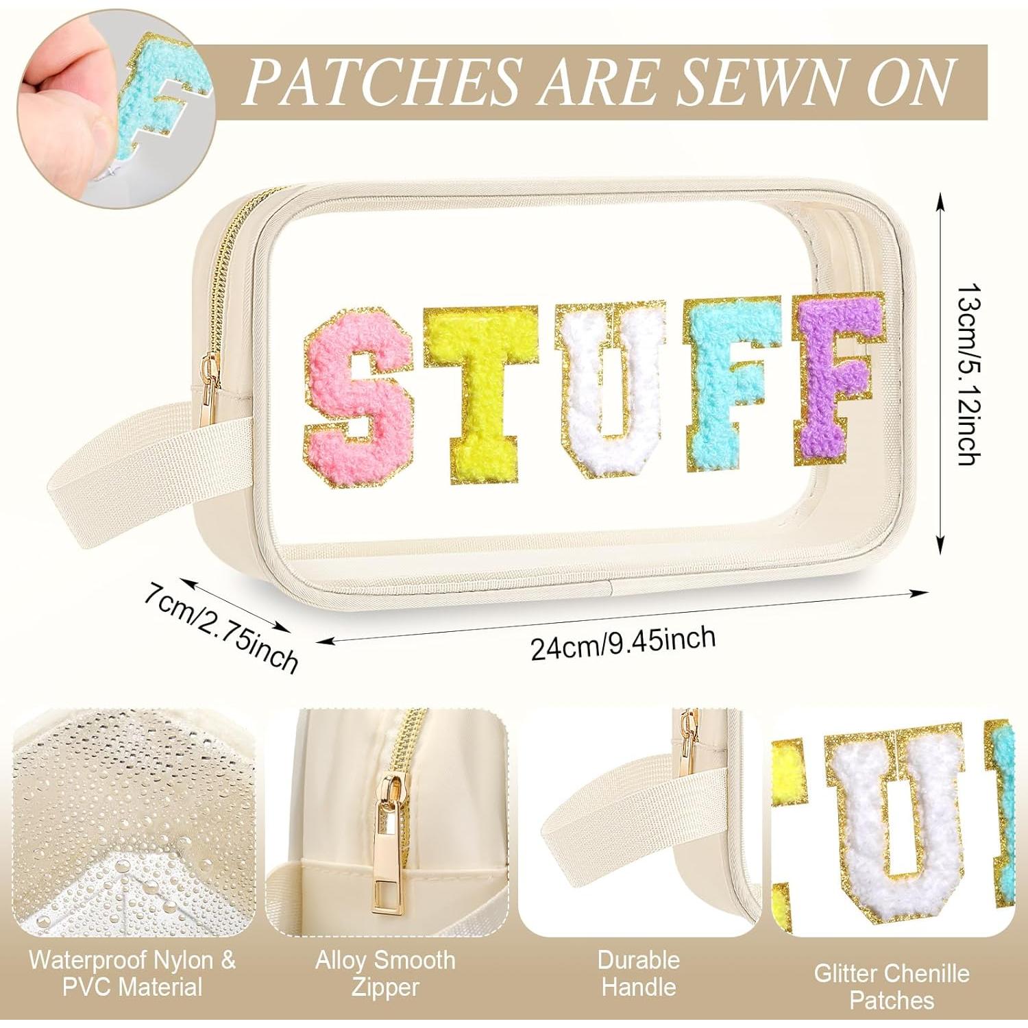 Bolsa de Viaje Transparente Kakctyen con Letras Chenille 24x13x7cm