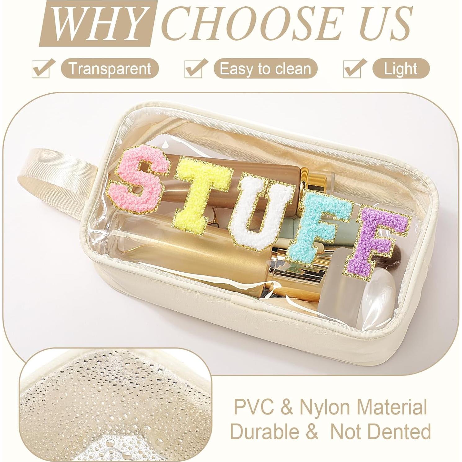 Bolsa de Viaje Transparente Kakctyen con Letras Chenille 24x13x7cm