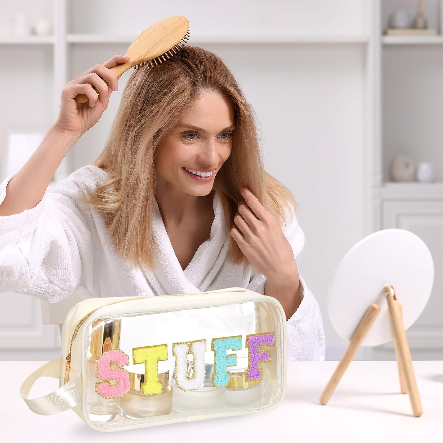 Bolsa de Viaje Transparente Kakctyen con Letras Chenille 24x13x7cm