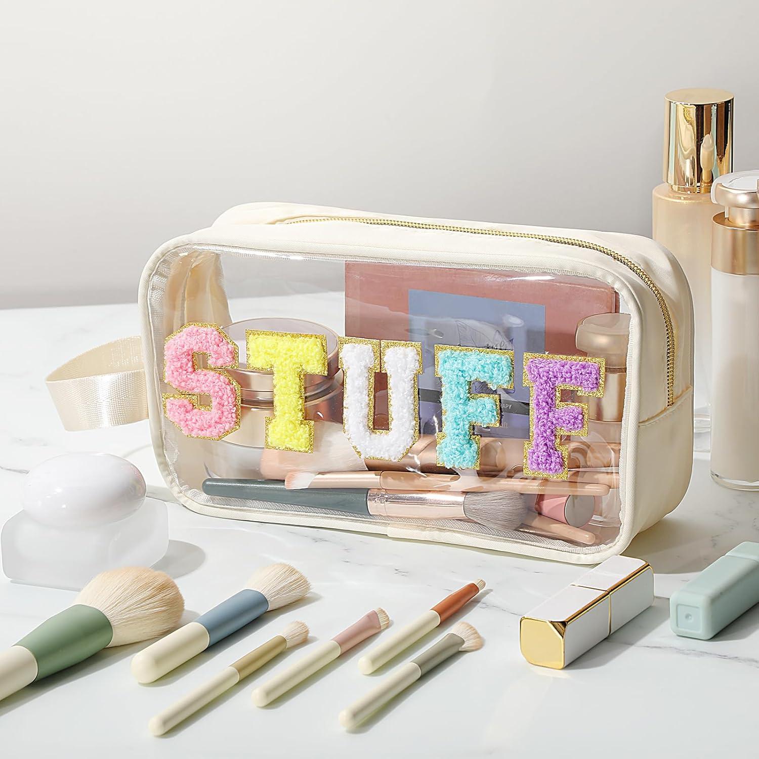 Bolsa de Viaje Transparente Kakctyen con Letras Chenille 24x13x7cm