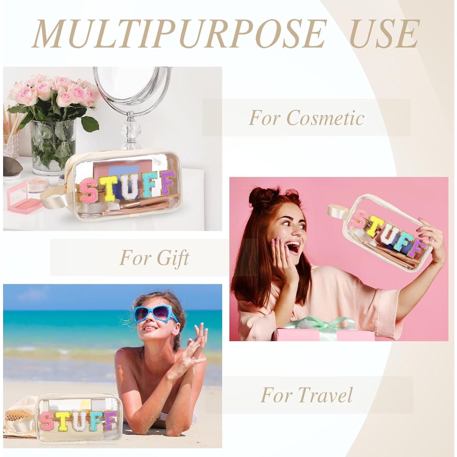 Bolsa de Viaje Transparente Kakctyen con Letras Chenille 24x13x7cm