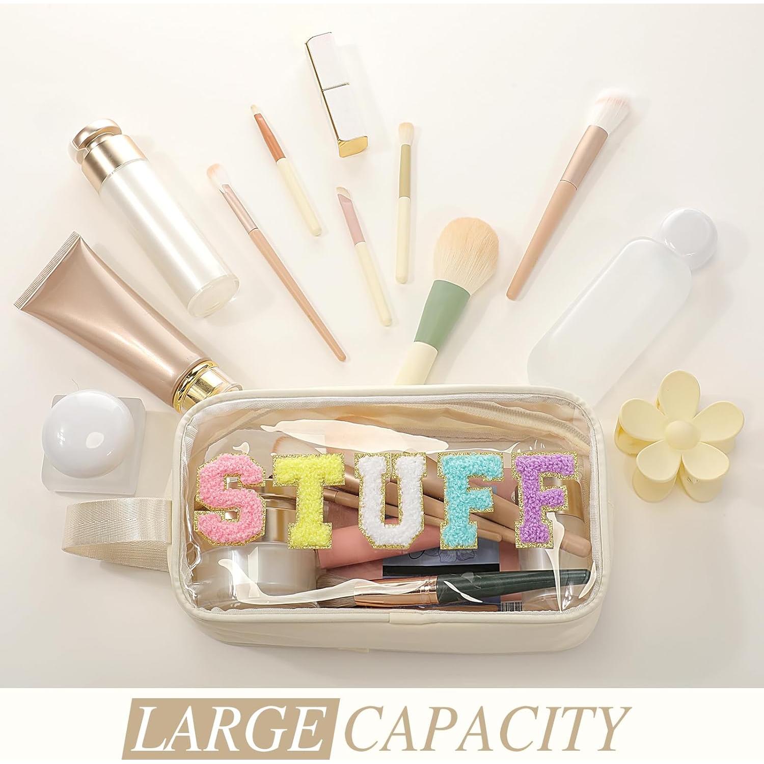 Bolsa de Viaje Transparente Kakctyen con Letras Chenille 24x13x7cm