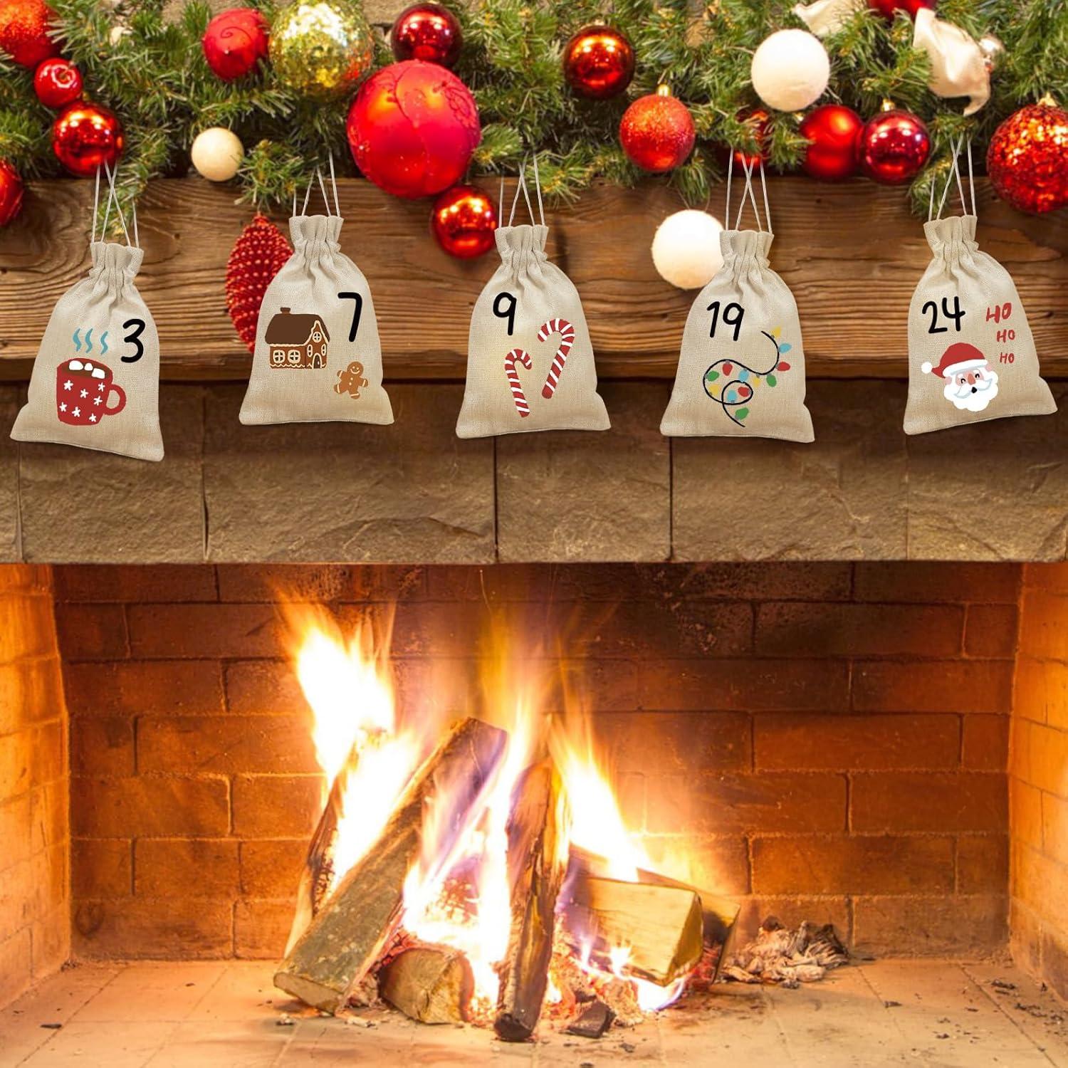 Bolsas de Adviento de Yute Golibra 24 Días Reutilizables