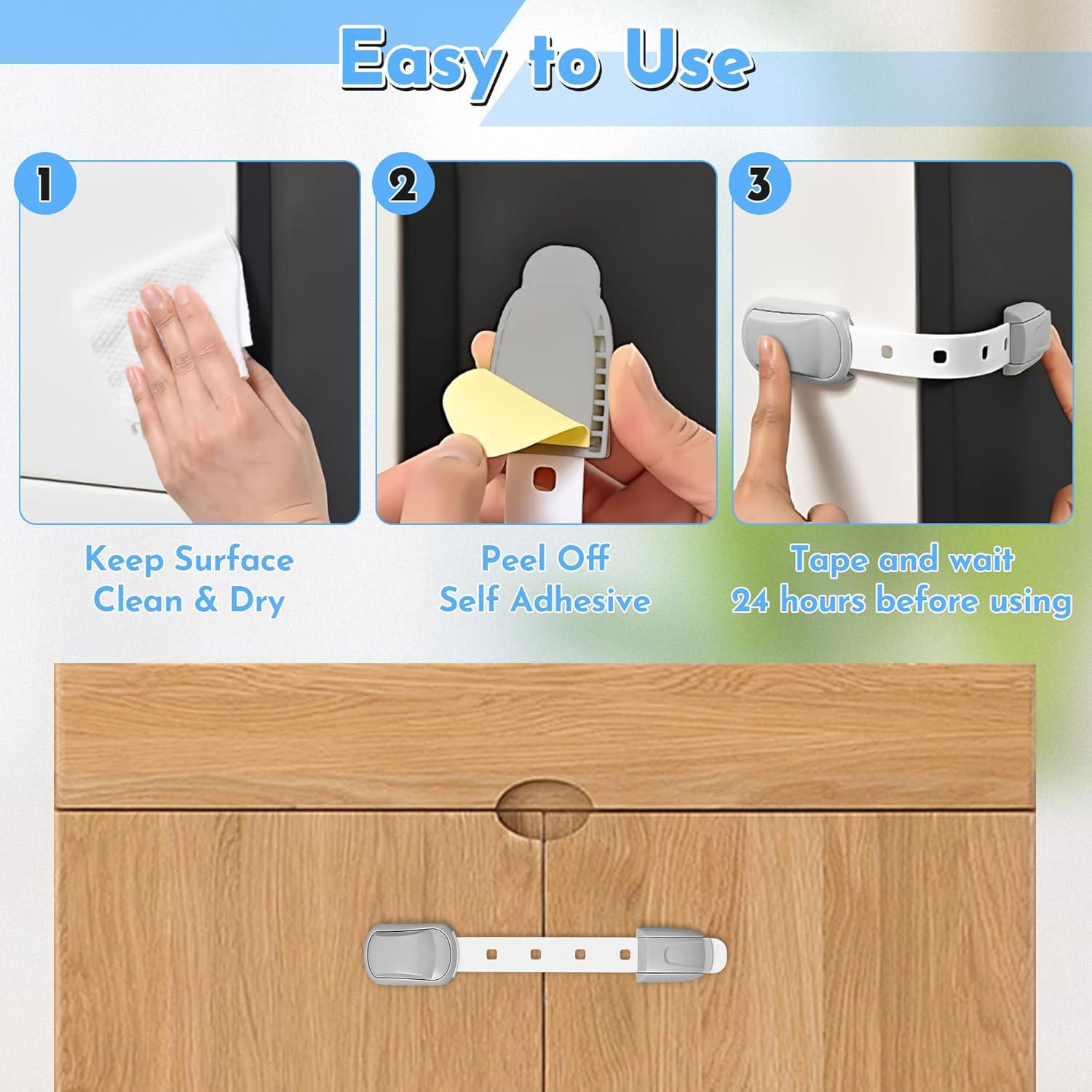 Cerraduras a Prueba de Niños 3M Gris - Pestillos Ajustables