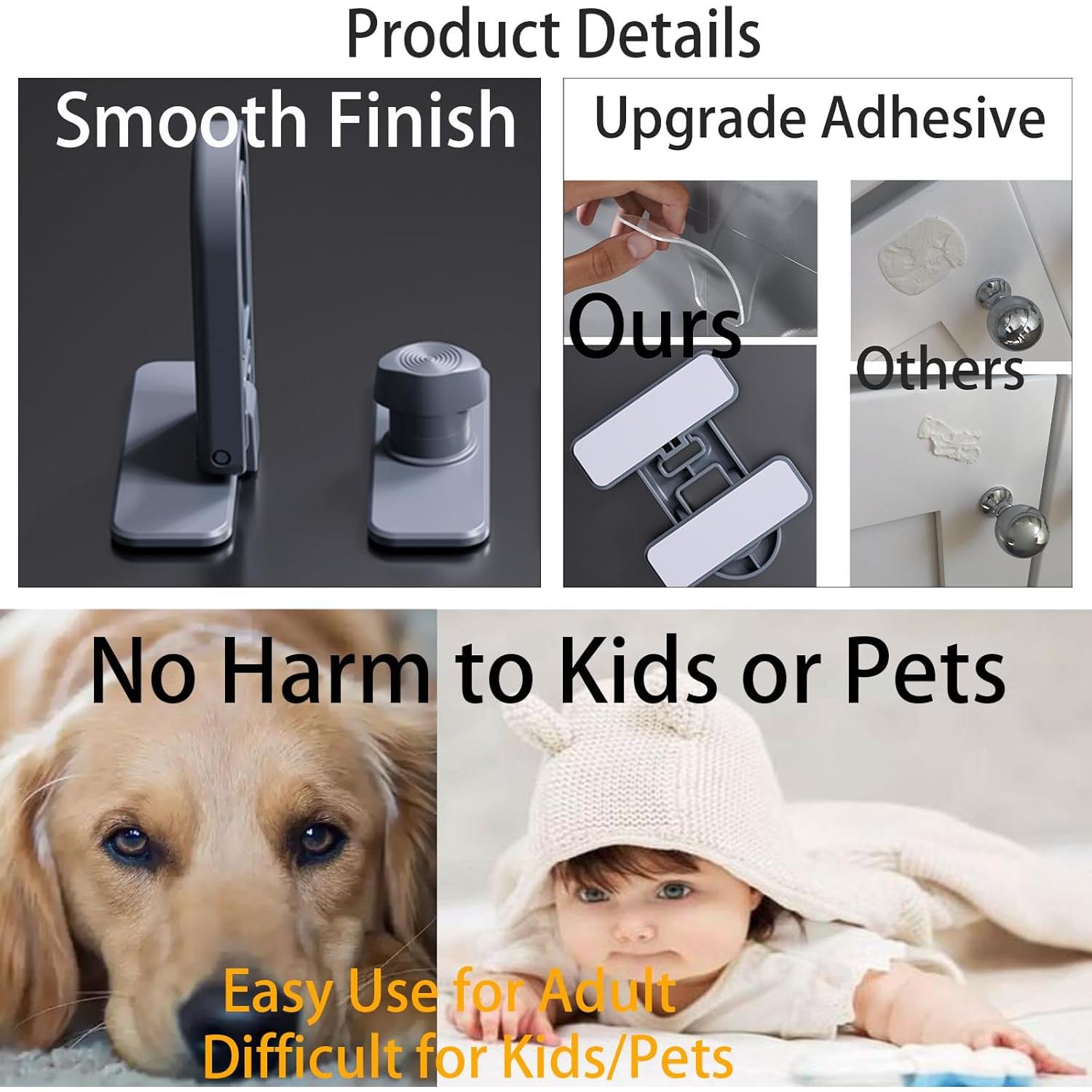 Cerradura de Refrigerador a Prueba de Bebés Gris - Seguridad para Muebles