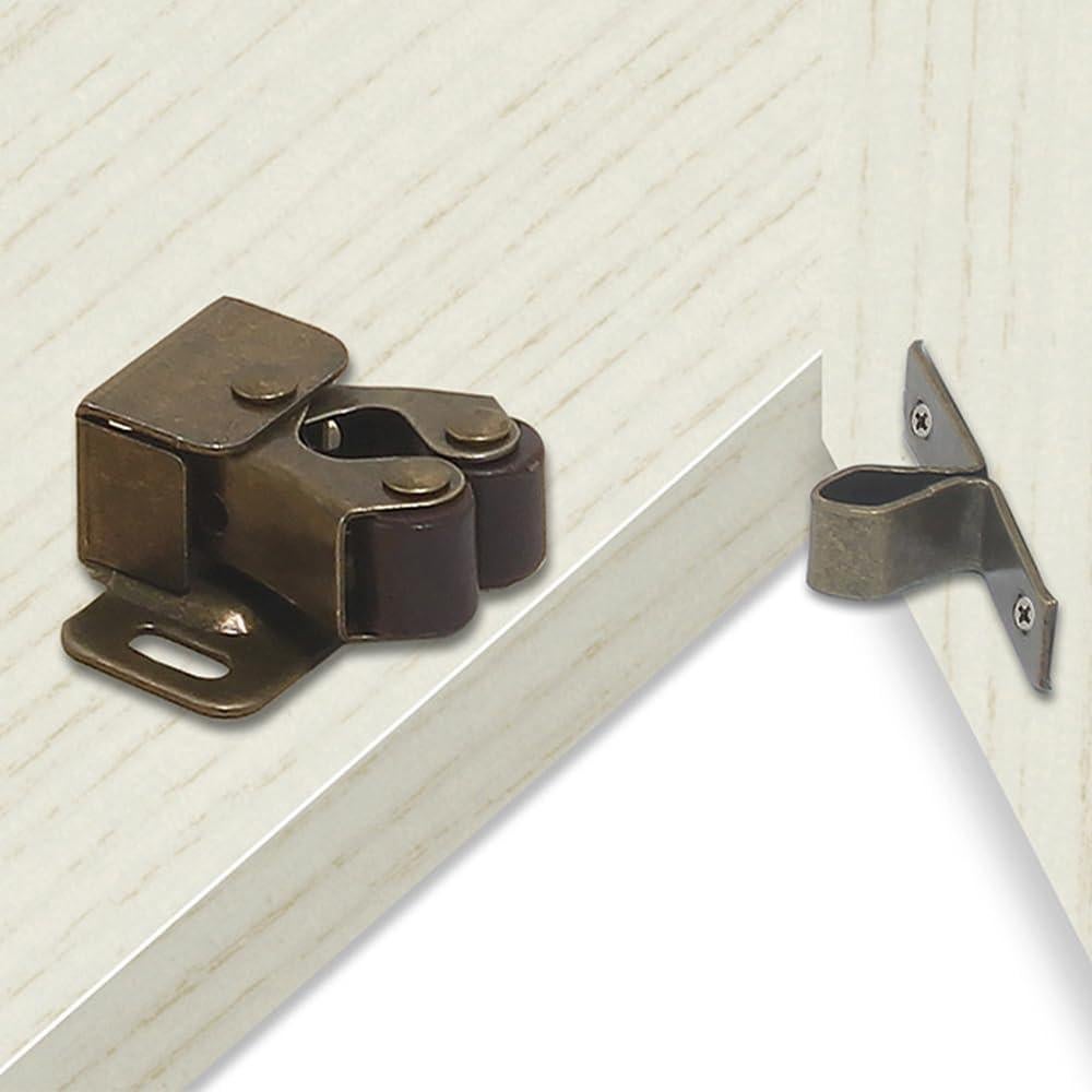 10 Pestillos de Gabinete Doble Rodillo Wvapzwr 32x32mm Bronce