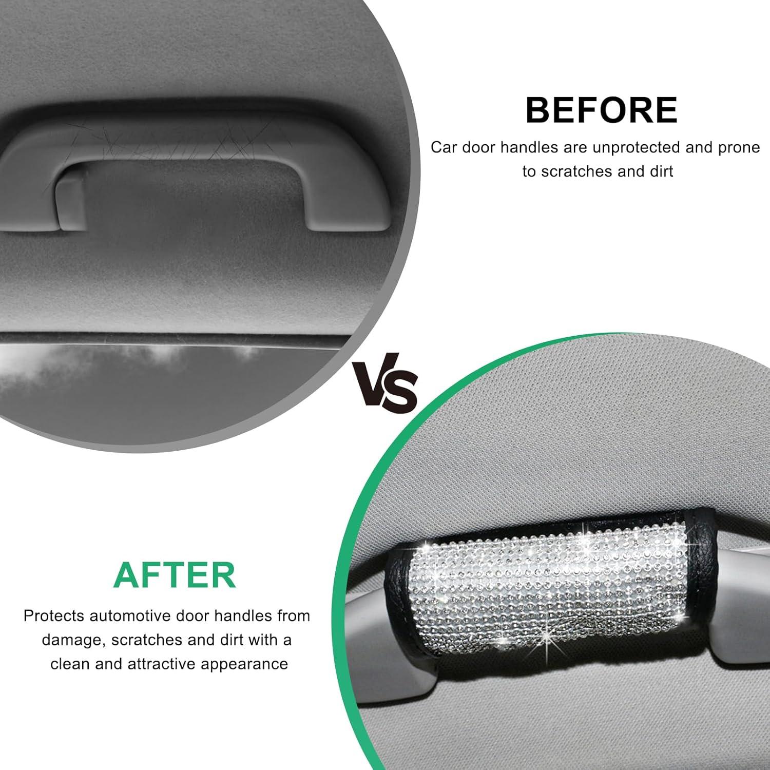 Cubierta de Manija de Puerta MUQIDA 2 PCS Rhinestone Blanco